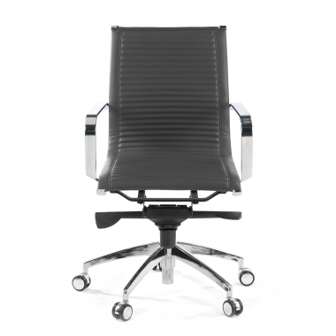 fauteuil de bureau gris structure chromee similicuir simil cuir accoudoirs fixes 3