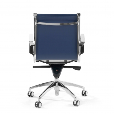 fauteuil de bureau bleu structure chromee similicuir simil cuir accoudoirs fixes 6