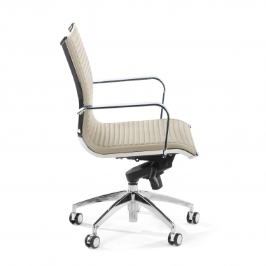 fauteuil de bureau beige structure chromee similicuir simil cuir accoudoirs fixes 4