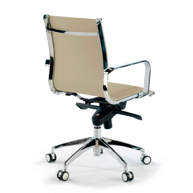fauteuil de bureau beige structure chromee similicuir simil cuir accoudoirs fixes 6