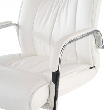 chaise de conference blanc pietement luge cuir naturel cuir authentique accoudoirs rembourres 8