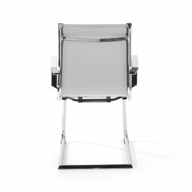 chaise de conference blanc structure chromee similicuir simil cuir accoudoirs fixes 7