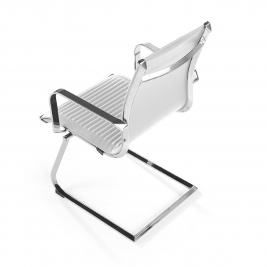 chaise de conference blanc structure chromee similicuir simil cuir accoudoirs fixes 8
