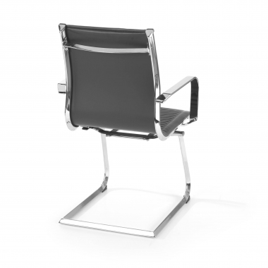 chaise de conference gris structure chromee similicuir simil cuir accoudoirs fixes 6