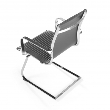 chaise de conference gris structure chromee similicuir simil cuir accoudoirs fixes 8