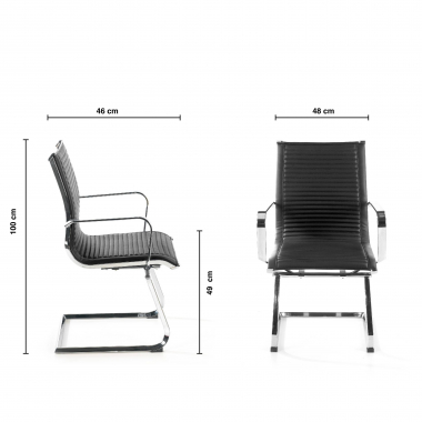 chaise de conference gris structure chromee similicuir simil cuir accoudoirs fixes 9