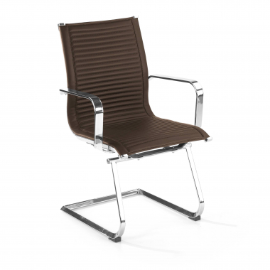 chaise de conference marron structure chromee similicuir simil cuir accoudoirs fixes 1