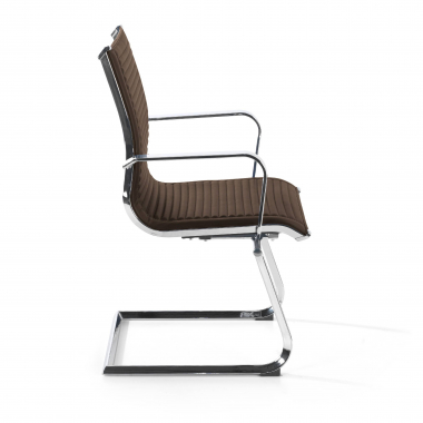 chaise de conference marron structure chromee similicuir simil cuir accoudoirs fixes 4