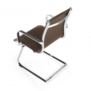 chaise de conference marron structure chromee similicuir simil cuir accoudoirs fixes 8