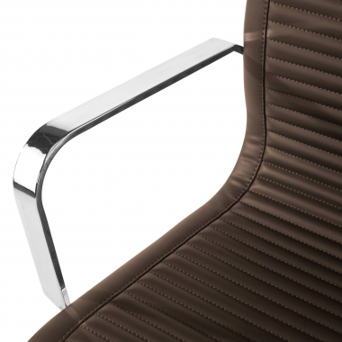 chaise de conference marron structure chromee similicuir simil cuir accoudoirs fixes 5