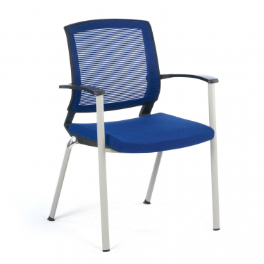 chaise visiteur bleu adam maille accoudoirs fixes 1