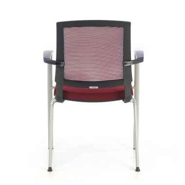chaise visiteur rouge adam maille accoudoirs fixes 8