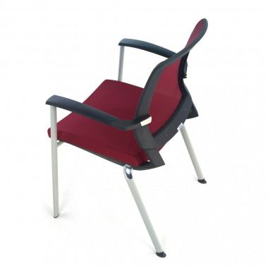 chaise visiteur rouge adam maille accoudoirs fixes 4