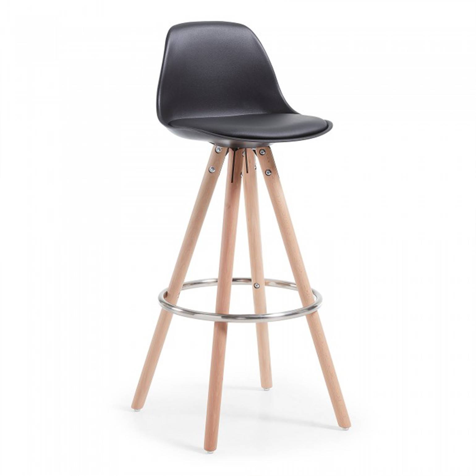 Tabouret haut Norway avec pieds en bois, design scandinave