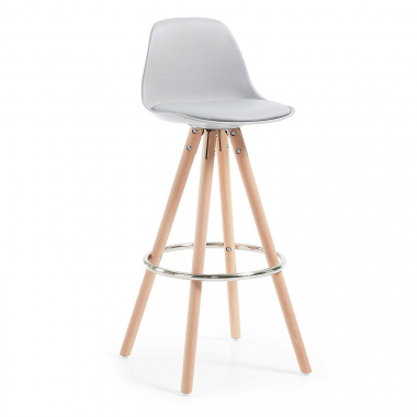 tabouret de bar gris tabouret pieds en bois simil cuir sans accoudoirs 1