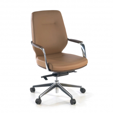 fauteuil de bureau marron dossier bas bicolore simil cuir accoudoirs rembourres 1