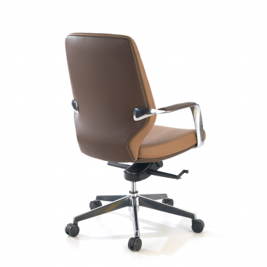 fauteuil de bureau marron dossier bas bicolore simil cuir accoudoirs rembourres 6