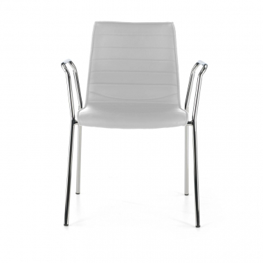 chaise visiteur blanc avec des bras simil cuir accoudoirs fixes 3