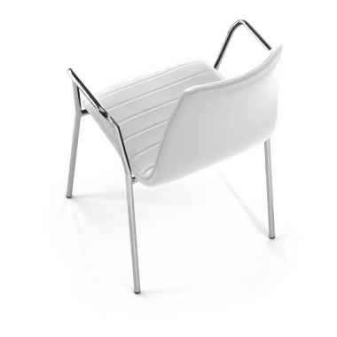 chaise visiteur blanc avec des bras simil cuir accoudoirs fixes 4
