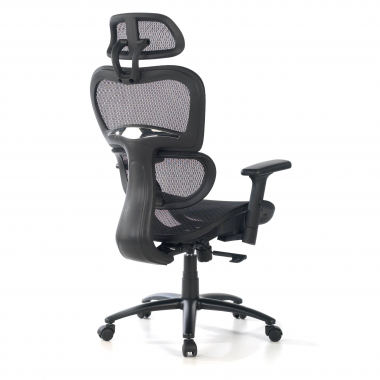 chaise ergonomique noir structure noire maille accoudoirs reglables 3d double soutien lombaire appui tete 7