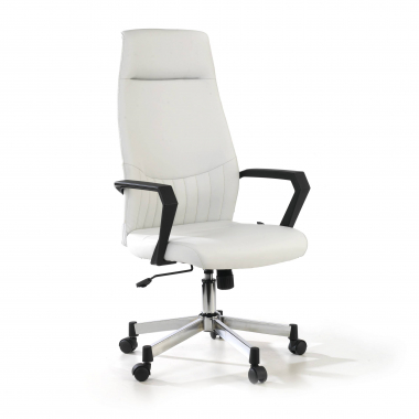 fauteuil de bureau blanc victory simil cuir accoudoirs fixes 1