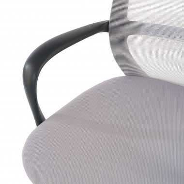 chaise pivotante gris structure noire maille accoudoirs fixes 5