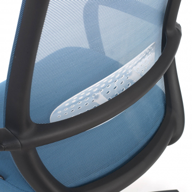 chaise pivotante bleu structure noire maille accoudoirs fixes 5
