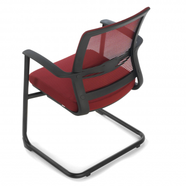chaise de conference rouge alpha maille accoudoirs fixes 8