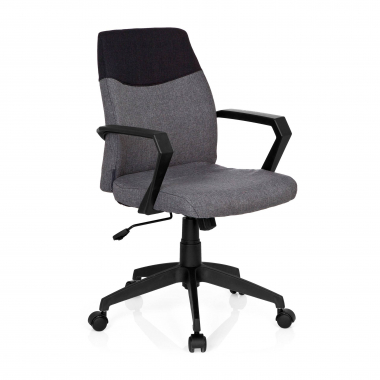 chaise de bureau gris dosseret bas tissu accoudoirs fixes 1