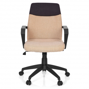 chaise de bureau marron dosseret bas tissu accoudoirs fixes 3