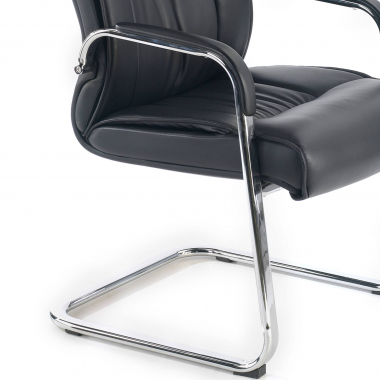 chaise de conference noir pietement luge similicuir simil cuir accoudoirs rembourres 7