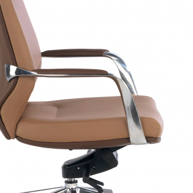 fauteuil de bureau marron dossier bas bicolore simil cuir accoudoirs rembourres 5
