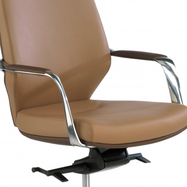 fauteuil de bureau marron dossier haut bicolore simil cuir accoudoirs rembourres 5