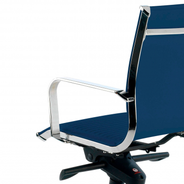 fauteuil de bureau bleu structure chromee similicuir simil cuir accoudoirs fixes 4
