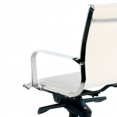 fauteuil de bureau blanc structure chromee similicuir simil cuir accoudoirs fixes 5
