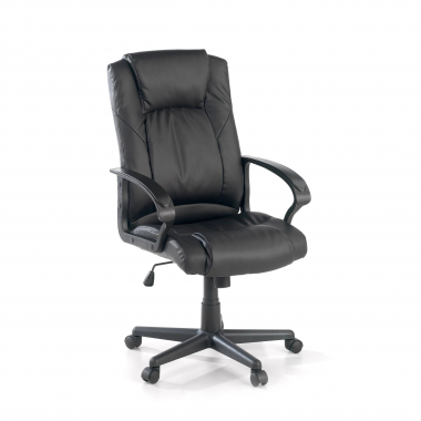 fauteuil de bureau noir genova simil cuir accoudoirs fixes 1