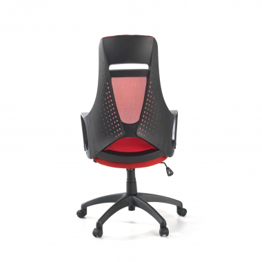 chaise de bureau rouge structure noire maille accoudoirs fixes appui tete 8