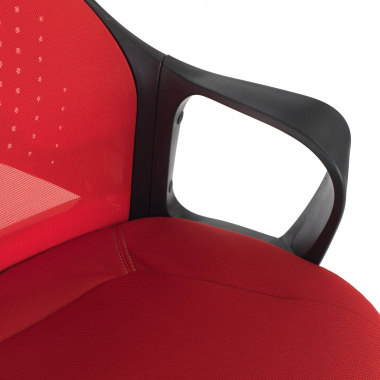 chaise de bureau rouge structure noire maille accoudoirs fixes appui tete 9