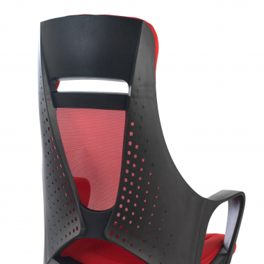 chaise de bureau rouge structure noire maille accoudoirs fixes appui tete 5