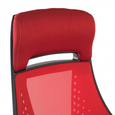 chaise de bureau rouge structure noire maille accoudoirs fixes appui tete 4