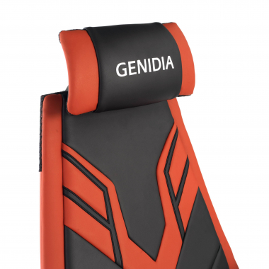 chaise gaming rouge genidia cuir authentique accoudoirs reglables 5d soutien lombaire repose pieds extensible 8