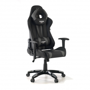 chaise gaming gris spider simil cuir accoudoirs mobiles coussin lombaire et cervical appui tete 1
