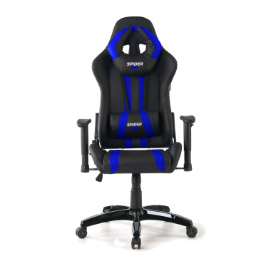 chaise gaming bleu spider simil cuir accoudoirs mobiles coussin lombaire et cervical appui tete 4