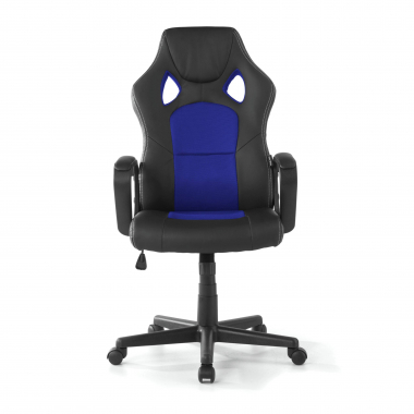 chaise gaming bleu montmelo simil cuir accoudoirs fixes 3