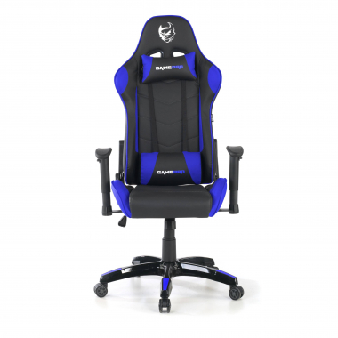 chaise gaming bleu game pro simil cuir accoudoirs mobiles coussin lombaire et cervical appui tete 4