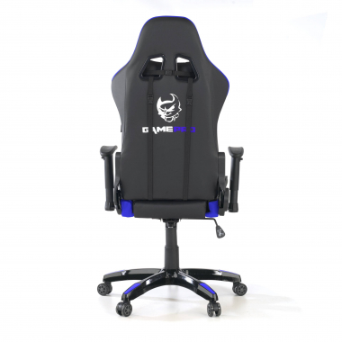 chaise gaming bleu game pro simil cuir accoudoirs mobiles coussin lombaire et cervical appui tete 5