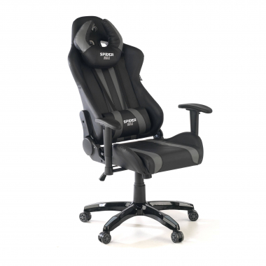 chaise gaming gris spider simil cuir accoudoirs mobiles coussin lombaire et cervical appui tete 8
