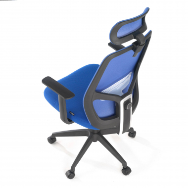 chaise de bureau bleu argos maille accoudoirs fixes appui tete 6