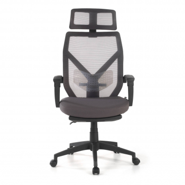 chaise de bureau gris neo maille accoudoirs fixes appui tete repose pieds extensible 3