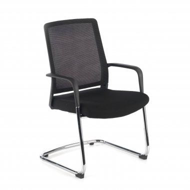 chaise de conference noir rouge respirant maille accoudoirs fixes 1